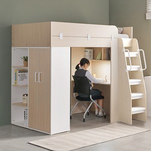 e스마트 퓨어 2층 성인 책상 옷장 수납 벙커침대