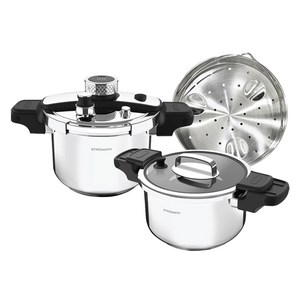 스트로만 스마트 압력솥 4.5L + 3L + 압력 뚜껑 + 진공 뚜껑 + 찜판 멀티 세트, 스텐, 1세트