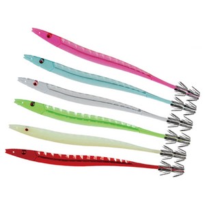 야마시타 타글라스 사카나 스틱 14-2cm (6개입+도래) 25신형 오징어 훅, 1세트, 3.82g, 혼합색상