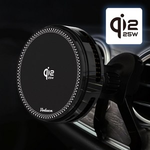 보듀엔 QI2.2 25W 초고속 냉각 맥세이프 차량용 핸드폰 무선충전 거치대 VC PRO, 송풍구형 + 대시보드 + 자석링, 리치블랙