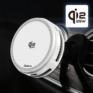 보듀엔 QI2.2 25W 초고속 냉각 맥세이프 차량용 핸드폰 무선충전 거치대 VC PRO, 송풍구형 + 대시보드 + 자석링, 퓨어화이트